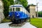 SEMMERING, AUSTRIA, OCTOBER 3, 2015: View of a blue locomotive in front of the main train station in semmering which is