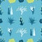 Sempervivum Haworthia Opuntia Hatiora. Seamless pattern with cacti, succulents.