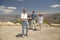 Senator John Kerry, with family, speaking at rim of Bright Angel Lookout, Grand Canyon, AZ