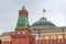 Senatskaya Senate Tower and Senate palace dome of Moscow Kremlin, Russia