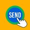 Send icon. Communicate, transfer concept. Hand Mouse Cursor Clicks the Button