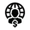 Send money icon vector globe dollar sign currency money with male person profile avatar symbol for a business network
