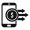Send money online smartphone icon simple vector. Grant company