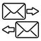 Send receive mail icon outline vector. Call contact