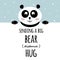 Sending a Big Bear Hug. Social distance hugs. Congratultions from quarantaine and social isolation time with cute panda