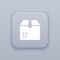 Sending, Cargo box, gray vector button with white icon