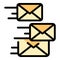 Sending emails icon color outline vector