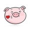 Sending a kiss emoticon icon. Emoji pig