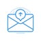 Sending letter by email vector line icon. Closed envelope with arrow in circle.