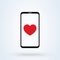 Sending love message sign icon or logo. Phone and notifications concept. smartphone heart app vector illustration