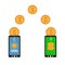 Sending and receiving money. Send money wireless. Vector illustration