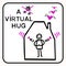 Sending virtual hug corona virus help banner. You are not alone covid 19 infographic. Social media send love heart