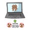 Sending virtual hug covid 19 crisis cute bunny on laptop. Defeat sars cov 2 stay home infographic. Social media love