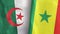 Senegal and Algeria two flags textile cloth 3D rendering