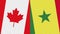 Senegal and Canada Two Half Flags Together