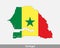 Senegal Flag Map. Map of the Republic of Senegal with the Senegalese national flag isolated on a white background. Vector Illustra