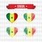 Senegal with love. Design vector broken heart with flag inside.