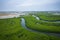 Senegal Mangroves. Aerial view of mangrove forest in the  Saloum Delta National Park, Joal Fadiout, Senegal. Photo made by drone
