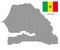 Senegal map with flag.