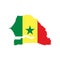 Senegal map and flag