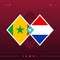 Senegal, netherlands world football 2022 match versus on red background. vector illustration