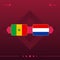 Senegal, netherlands world football 2022 match versus on red background. vector illustration