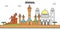 Senegal outline city skyline, linear illustration, banner, travel landmark