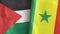 Senegal and Palestine two flags textile cloth 3D rendering