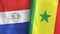 Senegal and Paraguay two flags textile cloth 3D rendering