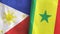 Senegal and Philippines two flags textile cloth 3D rendering