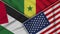 Senegal United States of America Palestine Flags Together Fabric Texture Illustration