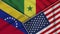 Senegal United States of America Venezuela Flags Together Fabric Texture Illustration