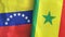 Senegal and Venezuela two flags textile cloth 3D rendering