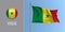 Senegal waving flag on flagpole and round icon vector illustration