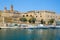 Senglea L-Isla fortifications as seen from Birgu. Malta