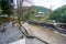 Senhora da Piedade river beach with little water, open floodgates in Serra da LousÃ£, Portugal.