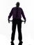 Senior business man with empty pockets silhouette