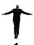 Senior business man jumping arms outstretched silhouette