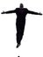 Senior business man jumping arms outstretched silhouette