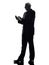 Senior business man on the telephone text messaging silhouette