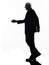 Senior business man walking handshake silhouette