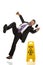 Senior Businessman Falling on Wet Floor