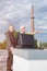 Senior businessmen discussing business on the roof of a building