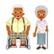 Senior couple -african,Wheelchair grandpa worn Eyeglasses