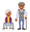 Senior couple -african, Wheelchair woman and Walking Cane men
