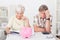 Senior couple calculating finance