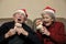 Senior couple celebrating christmas