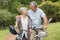 Senior couple on cycle ride at the park