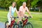 Senior couple cycling