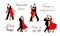 Senior couple dancing tango. Illustration vector set of old people dancing in flat style on a white background. A vigorous old man